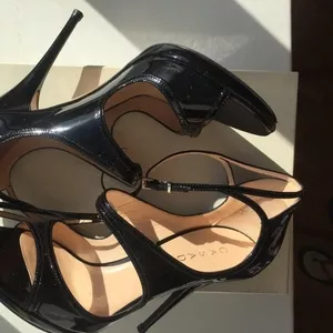 Босоножки туфли casadei италия 39 размер черные лак кожа платформа 1 см каблук шпилька 11 см одевали