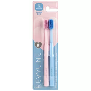 Набор мануальных зубных щеток Revyline Duo,  розовая и голубая